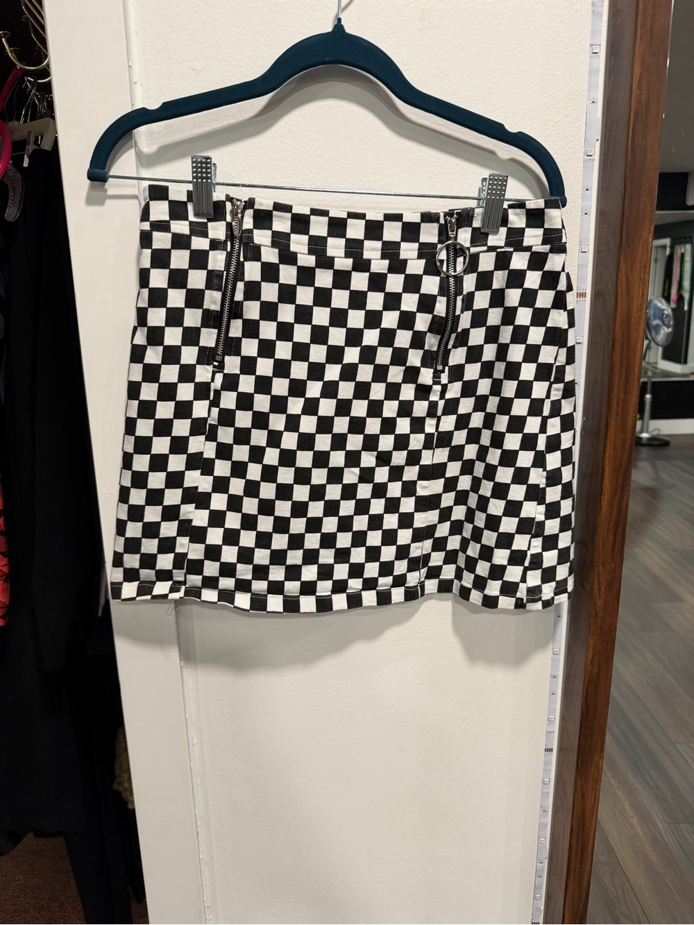 H&M Checkerboard Mini Skirt in Black and White